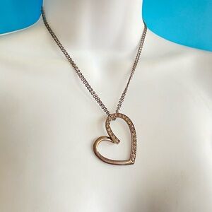 Gunmetal Heart Rhinestone Necklace